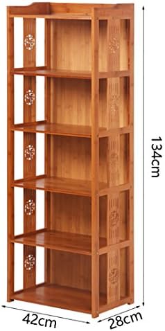 Book Jia Bookshelf Simple multi-layer solid wood shelves racks Modern home simple bamboo storage storage floor bookshelf Wall Units Bookcases ( Color : B , Size : 42*28*134cm )