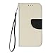 Price comparison product image Lonchee Samsung Galaxy S7 edge Case Cover, Hit color design PU Leather Wallet Stand Flip Case Cover Detachable Hand Strap for Samsung Galaxy S7 edge - White / black