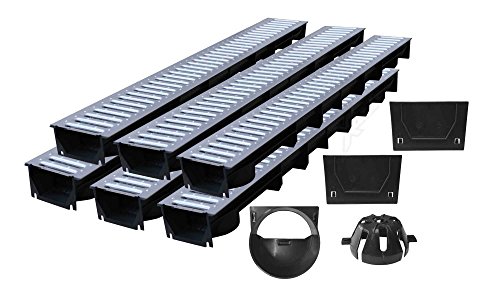 Preisvergleich Produktbild 6er Komplett-Set Selfplast Entwässerungsrinne mit. Zubehörset Self Plast