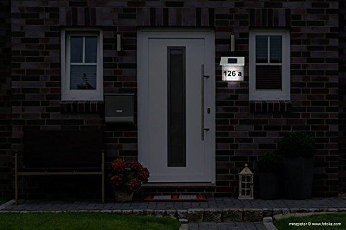 Solar Hausnummer mit 4 LED´s, Edelstahl, Hausnummernleuchte, Außenbeleuchtung - 2