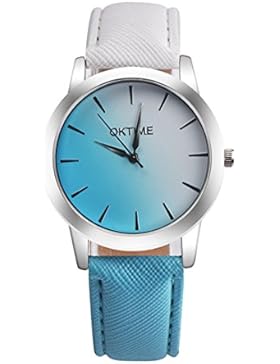 Souarts Damen Armbanduhr Farbverlauf Einfach Stil Analoge Quary Uhr 24cm (Weiß-Blau Farbverlauf)