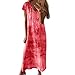 Produktbild Sannysis Sommerkleider Damen Lang Kleider Elegant Maxikleid Mode Kurzarm Freizeitkleid Tunikakleid Abend Party Kleid Boho Maxi Strandkleid (XL Rot)
