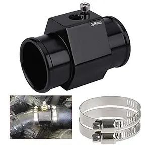 Black Aluminum Water Temp Meter Temperature Gauge Joint Pipe Radiator Sensor Adaptor Attachment Hose Clamps 38mm