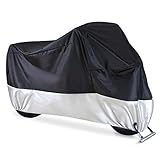 ✔ IMPERMEABLE Y A PRUEBA DE WIN: El tamaño generoso cubre toda su motocicleta, con costuras cerradas y dos hebillas resistentes en la parte inferior que soporta la lluvia, la tormenta o los fuertes vientos que golpean su puerta.