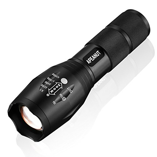 Taschenlampe LED | Apeanut 1000 Lumen wiederaufladbare Zoombar CREE XML2 T6 HandLampe | 5 Leuchtsmodis Einstellbar und Fokus Wasserdicht Fahrradlampe inklusive 18650 Batterieabdeckung | Kinder Radfahren Camping Außen Outdoor Haushalt Büro usw