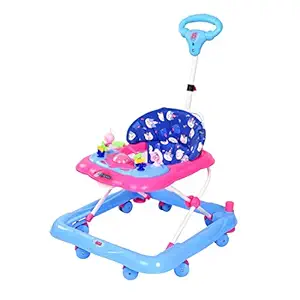 Babycute Attractive & Comfortable Baby Walker with Parental Control, Adjustable Height and Toy Bar Baby Cute Walker BC808. (Blue)