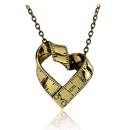 haosshop trenzado cinta métrica regla en forma de corazón colgante collar