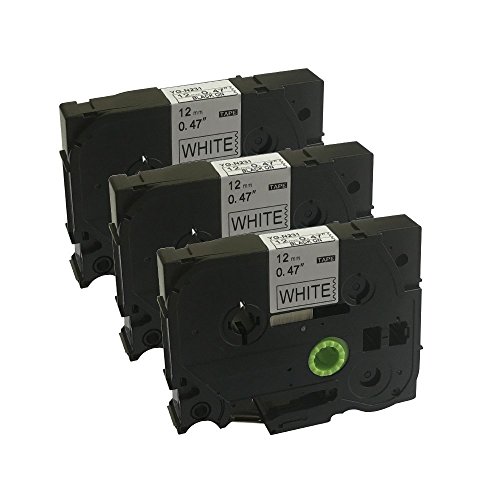 Non Laminated 3PK Compatible for Brother P-Touch TZe TZ Label Tape Cartridge 12mm x 8m (TZe-N231 Black on White)
