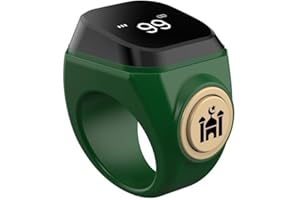 DRIVSTRAW Bague de comptage Tasbih rechargeable intelligente 18 mm, 20 mm, 22 mm, perles étanches pour prière Zikr avec 99999 comptes pour le culte musulman pratiques spirituelles quotidiennes (20 mm, vert)