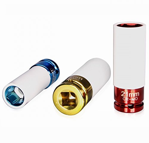 LARS360 3-tlg Schlagschrauber 17mm/19mm/21mm 1/2 Zoll Nüsse Kraft-Schoneinsätze Steckschlüssel-Satz - 4