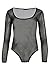 Produktbild Star Fashion Damen Einfarbig Netz Details Durchsichtig Langärmlig Rundhals Stretchtop Turnzug Bodysuit UK Größen 8-14 - Damen, Schwarz, 36/38