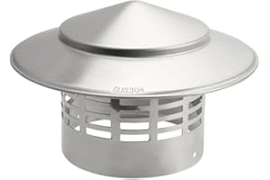 PUUPAA Stainless Steel Chimney Flue Cowl Pipe Rain Cover Protector Cap Ending Vent Top Chimney Cap Rain Snow Hat (110mm)