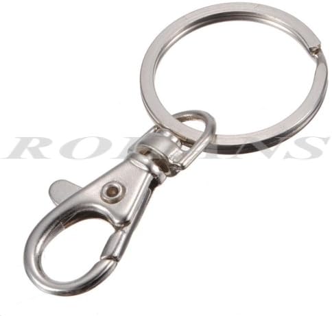 Small Silver Tone Lobster Trigger Swivel Clasps Split for Keyring Hook FOB Ring - 37mm x 16mm - by Rohans (40)
