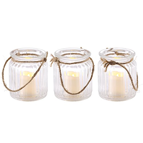 3er Set LED Votivkerzen im Dekoglas Batteriebetrieb Lights4fun - 4