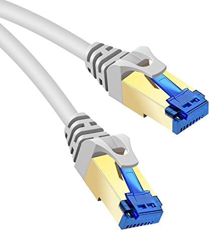 LinRui Ethernet Gigabit Lan Network Cable (RJ45) Advanced CAT 7 |Gold Connectors| 10Gbps 600MHz |10/100/1000Mbit/s | Patch cable | STP | compatible with CAT.5 / CAT.5e / CAT.6 | Switch/Router/Modem (3M, WHITE)