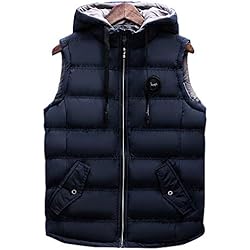 Chaleco Acolchado De Plumas Para Hombre Con Capucha,ZARLLE Hombre Invierno Calor Chalecos Sin Mangas De Plumas Chaquetas Acolchado Cazadoras