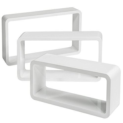 TecTake 3er Set Wandregal Hängeregal Cube Lounge CD Retro Regal – diverse Farben – (Weiß | Nr. 401586) - 5