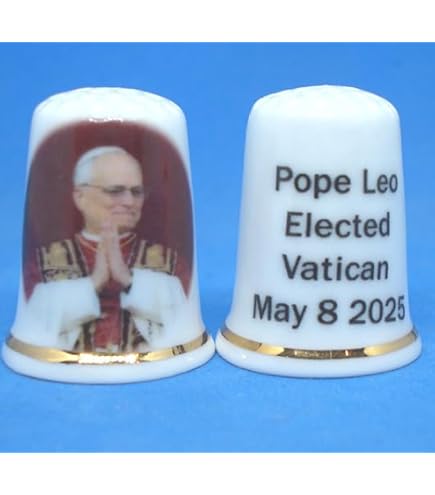 Dé à Coudre En Porcelaine Fine Collection - Pape Léo élu - Birchcroft - Avec Boîte Cadeau Dôme - 7