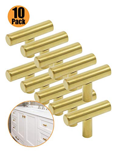 Poignee de Meuble Laiton - Probrico barre de porte boutons de portes en T pour meubles de cuisine, acier inoxydable - 9 tailles : 50 mm, 64 mm, 76 mm, 96 mm, 128 mm, 160 mm, 192 mm, 224 mm, 256 mm