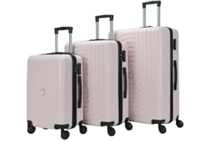 HOMEROKK PARIS Lot de 3 Valises 20"/24"/28" I Coque Rigide en ABS I Serrure à Code I 4 Roues à 360° I (Rose)
