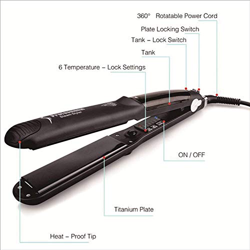 Professional Argon Oil Steam Flat Iron Hair Straightener  Ceramic Tourmaline Ionic Salon Steam Styler For Curly And Straight Hair With Glove