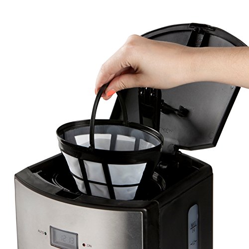 Kaffeemaschine für 1,2Liter Kaffee, mit 24h Timer, für 10 Tassen Kaffee, zu jeder Tageszeit und Nachtzeit, schwarz-silbernes Design - 3