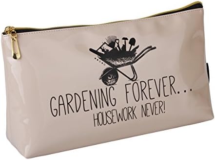 Quirky Cosmetic wash/Makeup Bag 'Gardening Forever. Housework Never' by FMG 2 Sizes!! (Large Toiletry Bag (30cm x 16.5 x 8cm))