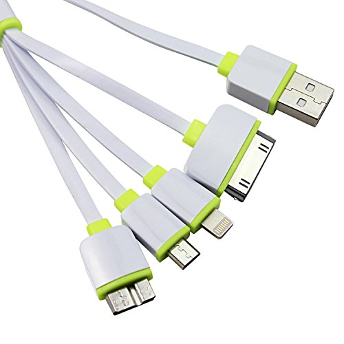 Timorn Multi Ladekabel 4 in 1 USB Kabel Mehrfach Adapter Stecker mit 8 Pin Beleuchtung / 30 Pin / Micro USB 2.0 / Micro USB 3.0 Anschlüsse für iPhone 6, 5, 5S, USB Micro für Samsung Galaxy S6 S5 S4, Anmerkung 3, Energien Bank Tragbare Ladegerät und mehr (Grün) - 5