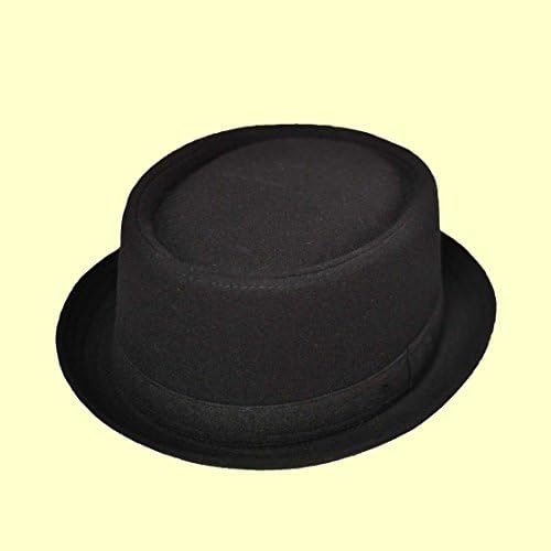 Earland Brothers Unisex Black Pork Pie Hat Wool Mix Soul Ska Breaking Bad Hat (61cm - 7 1/2 UK - 7 5/8 US)