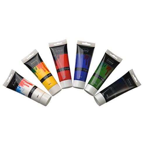 Artina® Crylic 6 x 120ml Acrylfarben Starter-Set (720ml) – Primärfarben in Künstler-Qualität - 4