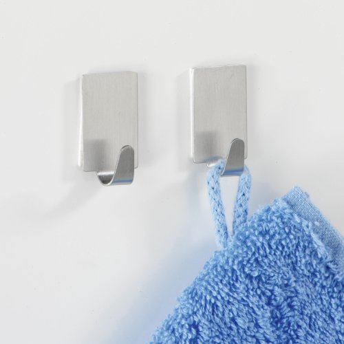 Wenko 4478010100 Rechteckhaken, 4-er, Edelstahl rostfrei, je 1.9 x 1.5 x 3.4 cm, matt - 2