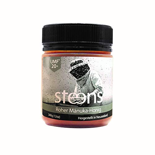 Steens Roher Manuka-Honig MGO 829 (UMF 20) 340 G | Purer Roher, Kalt Verarbeiteter, Nicht Pasteurisierter Honig Aus NZ | Natürliche Heileigenschaften Bei Halsschmerzen Und Zum Aufbau Des Immunsystems