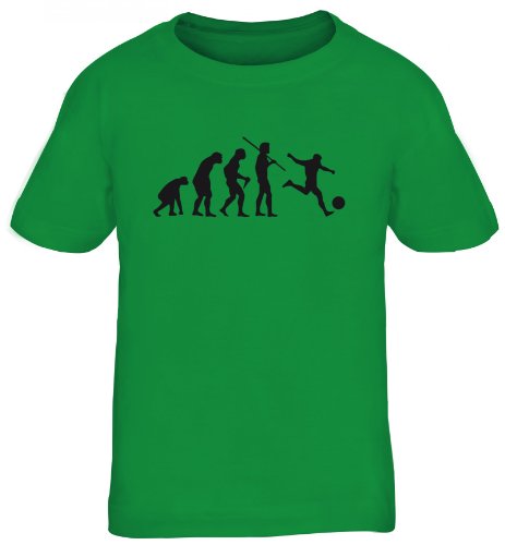 Shirtstreet24, EVOLUTION FUSSBALL, EM WM Sport Kinder Fun T-Shirt , Größe: 152/164,kelly green