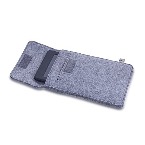 MoKo Universal 6 Zoll Felt Sleeve Hülle – Tragbare Filz Schutzhülle Tasche für Tablets, Kobo Touch 2.0, Kobo Glo HD, Tolino Shine 2HD, Tolino Vision 3HD E-Book E-Reader, Verschluss mit Druckknopf, Hellgrau - 4