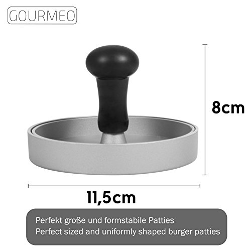 GOURMEO Burgerpresse aus Aluguss mit Antihaftbeschichtung und 30 Blatt Antihaftpapier | mit 2 Jahren Zufriedenheitsgarantie | Hamburgerpresse, Hamburger-Presse, Burger Maker - 3
