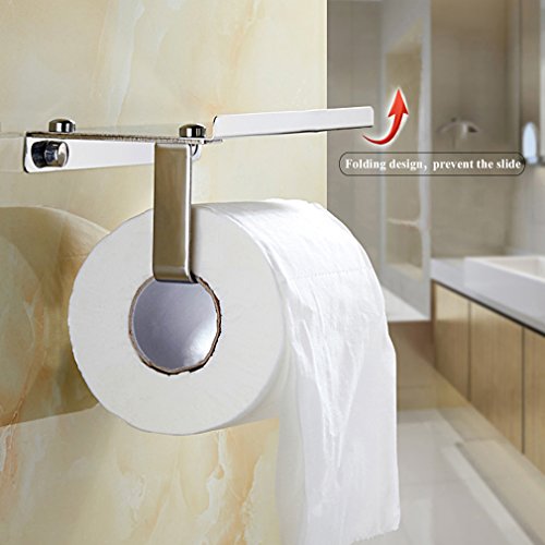 BONADE® Edelstahl Toilettenpapierhalter Rollenhalter WC-Papierhalter mit Ablage, zur Wandmontage, Silber - 5
