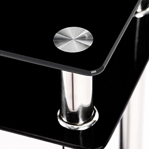 chinkyboo 3 Tier Modern Black Glass Narrow Console Table Chrome Finish