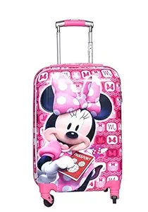 Swarn Polycarbonate 360 Rotating Wheels Cartoon Print Pink Minnie Mouse 21 INCHES Polycarbonate Luggage/Travel Suitcase Trolley Bag for Girls