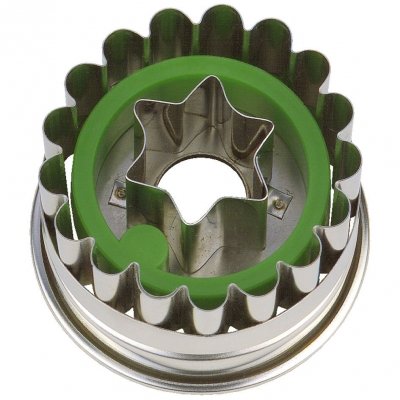 Städter 954008 Linzer Ausstecher mit Auswerfer Stern, Edelstahl, silber / grün, 4,8 x 4,8 x 4,8 cm