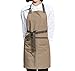 Produktbild Küchenschürze mit Taschen Zum Kochen Oder Backen - Latzschürze mit verstellbarem Nackenband - Damen and Männer Kochschürze - Olivgrün mit braunen Riemen