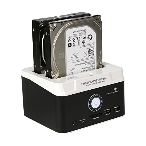 Ronsen 895U3ISC Externe Festplatte Docking Station – USB 3.0 Dual Bay Festplattenleser für 2,5 / 3,5 Zoll IDE und SATA I / II HDD SSD, mit All-in-1 Kartenleser (SD / XD / Micro SD / TF / MS / M2 / CF / MD Karte) und One Touch Backup Funktion, Unterstützung 2x 8TB, Tool-Free - 6