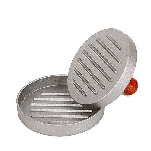 Eurosan H1 Hamburger-Presse für Burger Patties, inklusiv 100 Wachstrennscheiben, Durchmesser 11,5 cm, Aluminium, grau, 13.5 x 13.5 x 10 cm