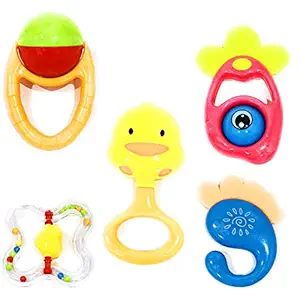 THE LITTLE LOOKERS? Colorful Cute Attractive BPA Free Activity Rattles and Teethers Set of 5 for Infants/Babies/Children/Kids/Toddlers | Set of 5