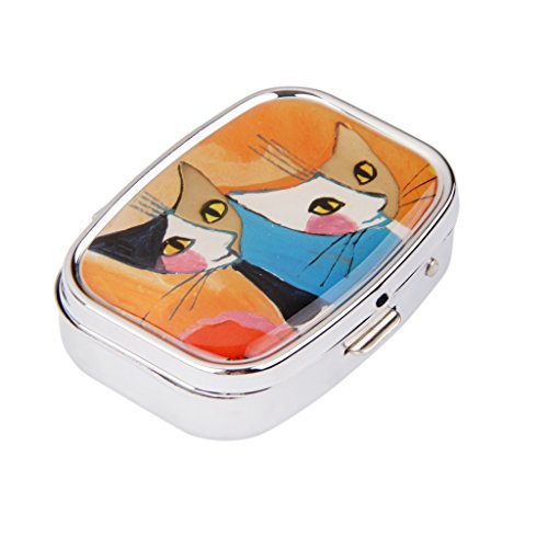 Paare Katzen Kitty-Pille-Kasten-Kasten Aufbewahrungsbehälter Mit Innenspiegel - 2