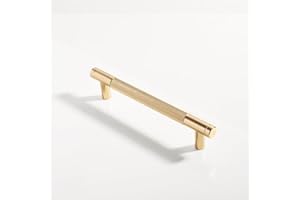 Pexintek Pack of 6 Cabinet Handles Gold Modern Handles Furniture Handles 128mm Hole Distance Door Handles Kitchen Drawer Handles Vintage Handles for Kitchen Cupboards Dresser Cabinet (Gold)