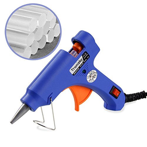 Mini Heißklebepistole, tronisky mit 30 Heißklebesticks Transparente Klebesticks für DIY kleine Handwerkprojekte und schnelle Reparaturen zuhause im Heimwerker &Handwerk Hobby und Handwerk Klebepistole (blau, 20 Watt)