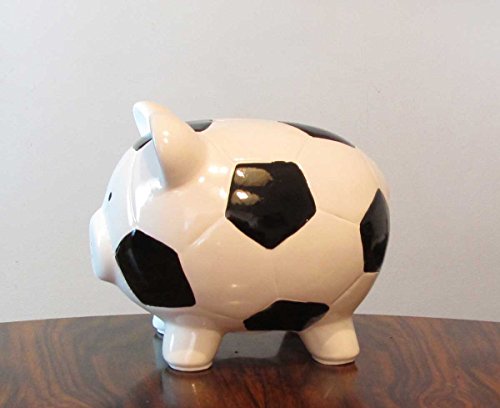 Spardose Sparschwein Fussball aus Keramik mit Schloss und Schlüssel - 3