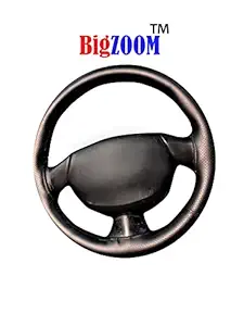 BIGZOOM Art Leather Car Steering Wheel Cover for Maruti Wagon R (Black)