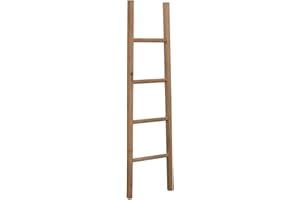 Biscottini Bathroom Towel Ladder 130 x 35 x 4 cm - Decorative Wooden Ladder - Wooden Towel Rail - Towel Ladder - Wall Towel Rail Metal, Bamboo