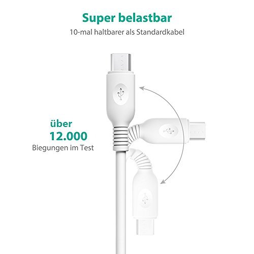 RAVPower Micro USB Kabel 3-Pack Set neu Version für Smartphone Tablet weiß - 2